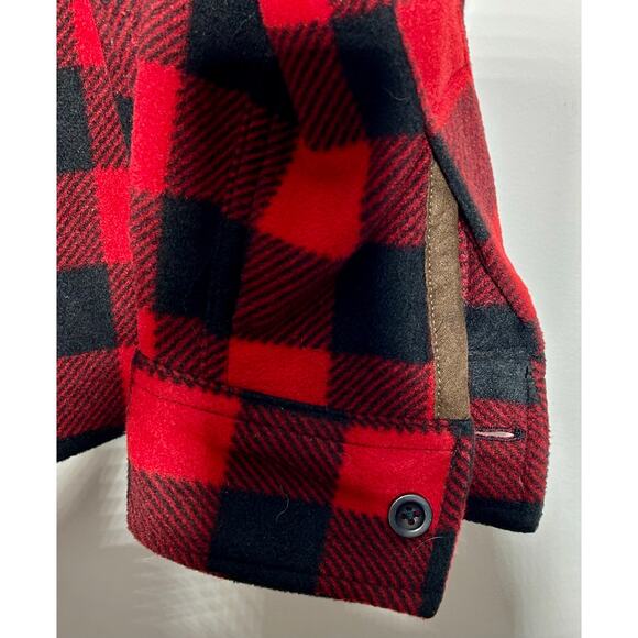 Chaps Men's Fleece Buffalo Plaid Shirt Jacket Red/Black • Large - Picture 1 of 3